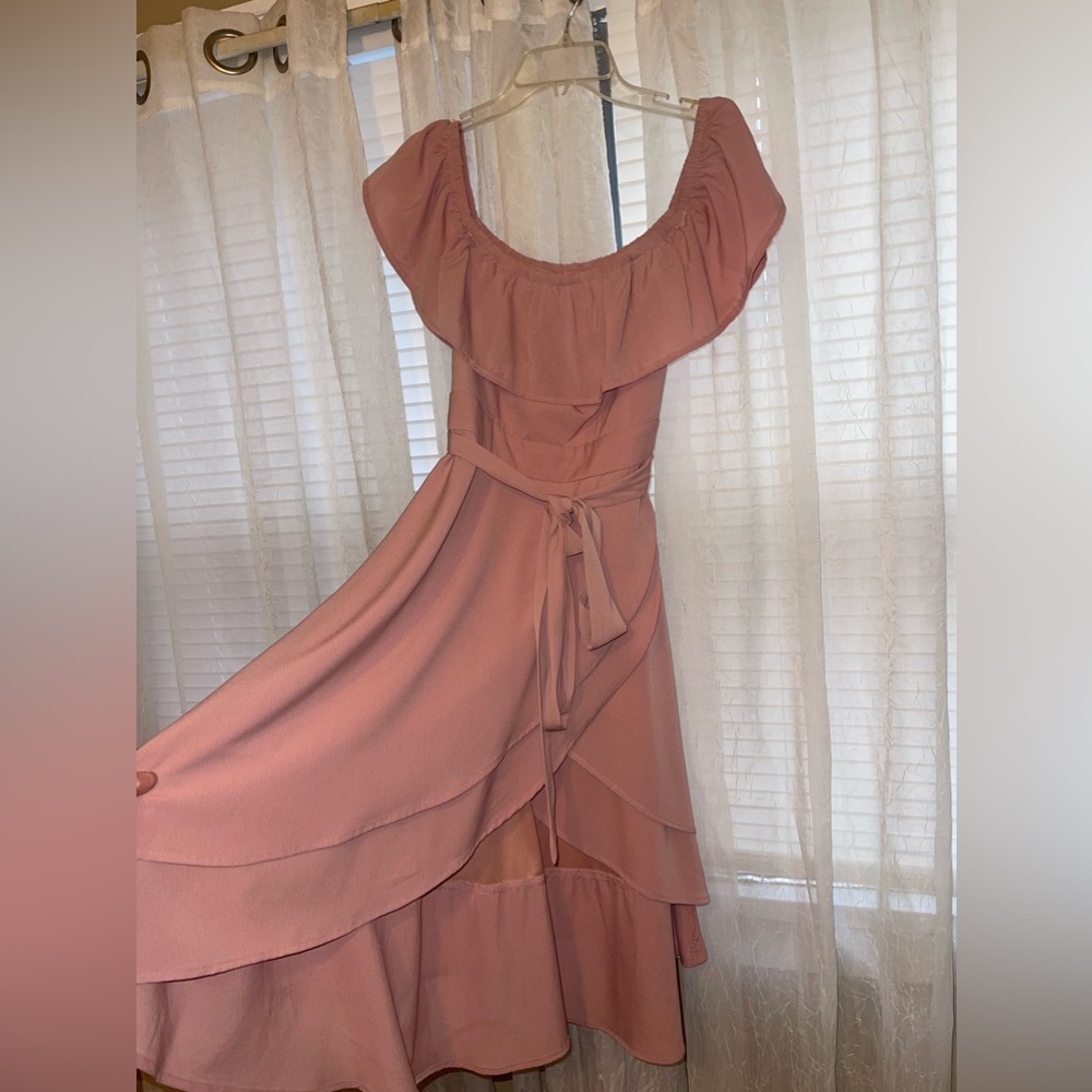 Pink dress, size small, high to low